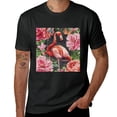 thumbnail image 2 of Wuche Pink Flamingo quotes and flower language, shirt design art display, T-shirt children's gift casual breathable men, women, boys and girls Black, 2 of 4