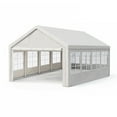 thumbnail image 4 of Patio Canopies, 13'x26' Carport Car Canopy Party Tent Outdoor Gazebo with Removable Sidewalls, Outdoor Gazebo with 2 Ground Tubes, Commercial Tents for Parties Wedding BBQ, White Backyard Canopies, 4 of 5