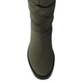 thumbnail image 5 of YDN Women's Chunky Low Heel Lace Up Knee High Boots Side Zipper Round Closed Toe Flat Long Booties Daily Walking Casual Shoes Size 7 Olive, 5 of 5