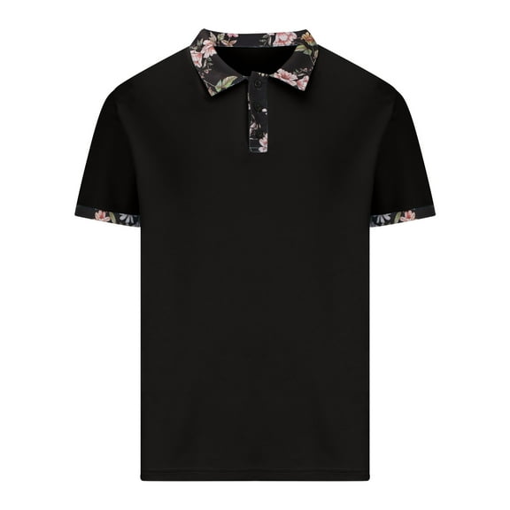 uublik Mens Shirts Mens Golf Shirt Fashion Striped Golf Shirts Short Sleeve Black L