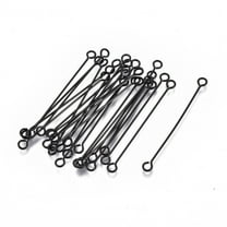 304 Stainless Steel Eye Pins Double Sided Eye Pins Electrophoresis Black 36x3x0.6mm Hole: 1.6mm
