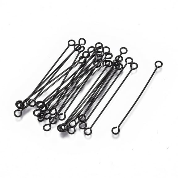 304 Stainless Steel Eye Pins Double Sided Eye Pins Electrophoresis Black 36x3x0.6mm Hole: 1.6mm
