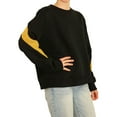 thumbnail image 5 of Elevenparis Womens Glitter Gold Arm Stripes Sweatshirt, Black, Medium, 5 of 6