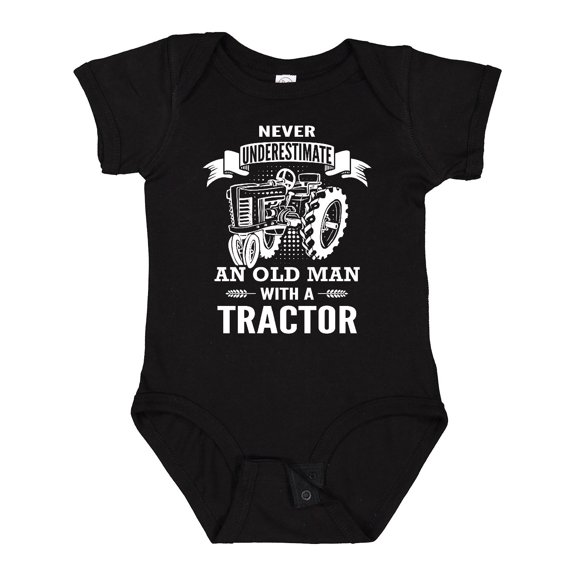 Inktastic Old Man Tractor Boys Baby Bodysuit