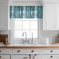 thumbnail image 3 of Abstract Turquoise Moire Valance Curtains for Kitchen/Living Room/Bathroom/Bedroom Window,Rod Pocket Small Topper Half Short Window Curtains Voile Sheer Scarf,Gradient Coastal Ocean Geometric 42"x18", 3 of 8