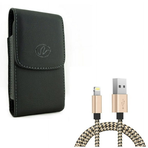 3ft USB Cable w Leather Case Belt Clip for #model_series - Charger Cord Power Wire Sync and Holster Cover Pouch Vertical Carry