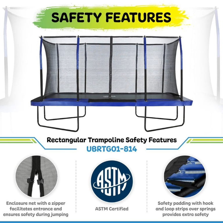Machrus Upper Bounce 8' x 14' Rectangular Trampoline with