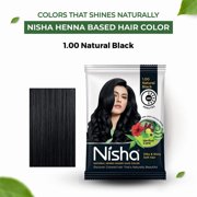 Nisha Pack Of 10 Permanent Black Henna Hair Dye, 100% Grey Coverage, Natural Black, 0.35 oz Each Pack