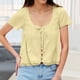 thumbnail image 2 of Camiseta de encaje con aberturas para mujer a la moda - Cuello redondo, lazo y manga corta, 2 of 6