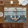 thumbnail image 2 of Vintage Anchor Placemats for Dinning Table Set of 4, Retro Farmhouse Nautical Wooden Burlap Kitchen Place Mats Waterproof Cloth Table Mats, Indoor Outdoor Placemats Easy Clean Dinner Decor, 2 of 8