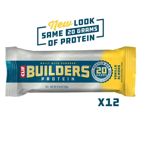 Clif Builders, Vanilla Almond, 2.4 Oz, 12 Ct Protein (Best Natural Protein After Workout)