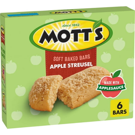 Mott's Soft Baked Bars, Apple Streusel, Made with Applesauce, 6 Ct, 5.76 oz