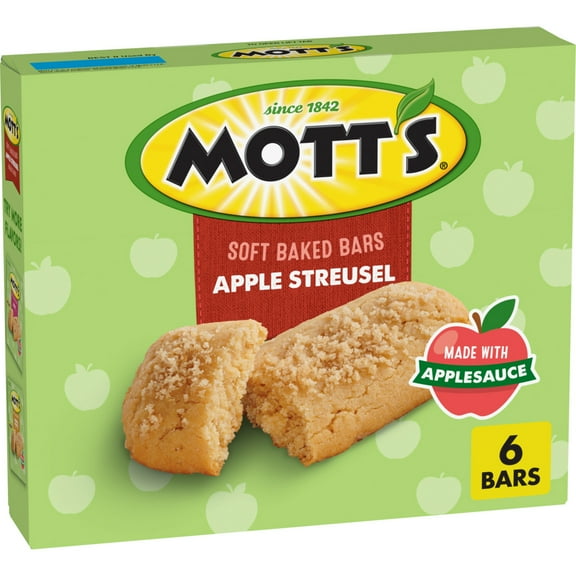 Mott's Soft Baked Bars, Apple Streusel, Made with Applesauce, 6 Ct, 5.76 oz