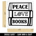 thumbnail image 2 of Peace Love Books Reading Stacked Self-Inking Rubber Stamp Ink Stamper - Blue Ink - Small 1 Inch, 2 of 7