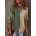 thumbnail image 2 of Camiseta Dokotoo para mujer, manga corta, cuello en V, color verde, 2 of 6