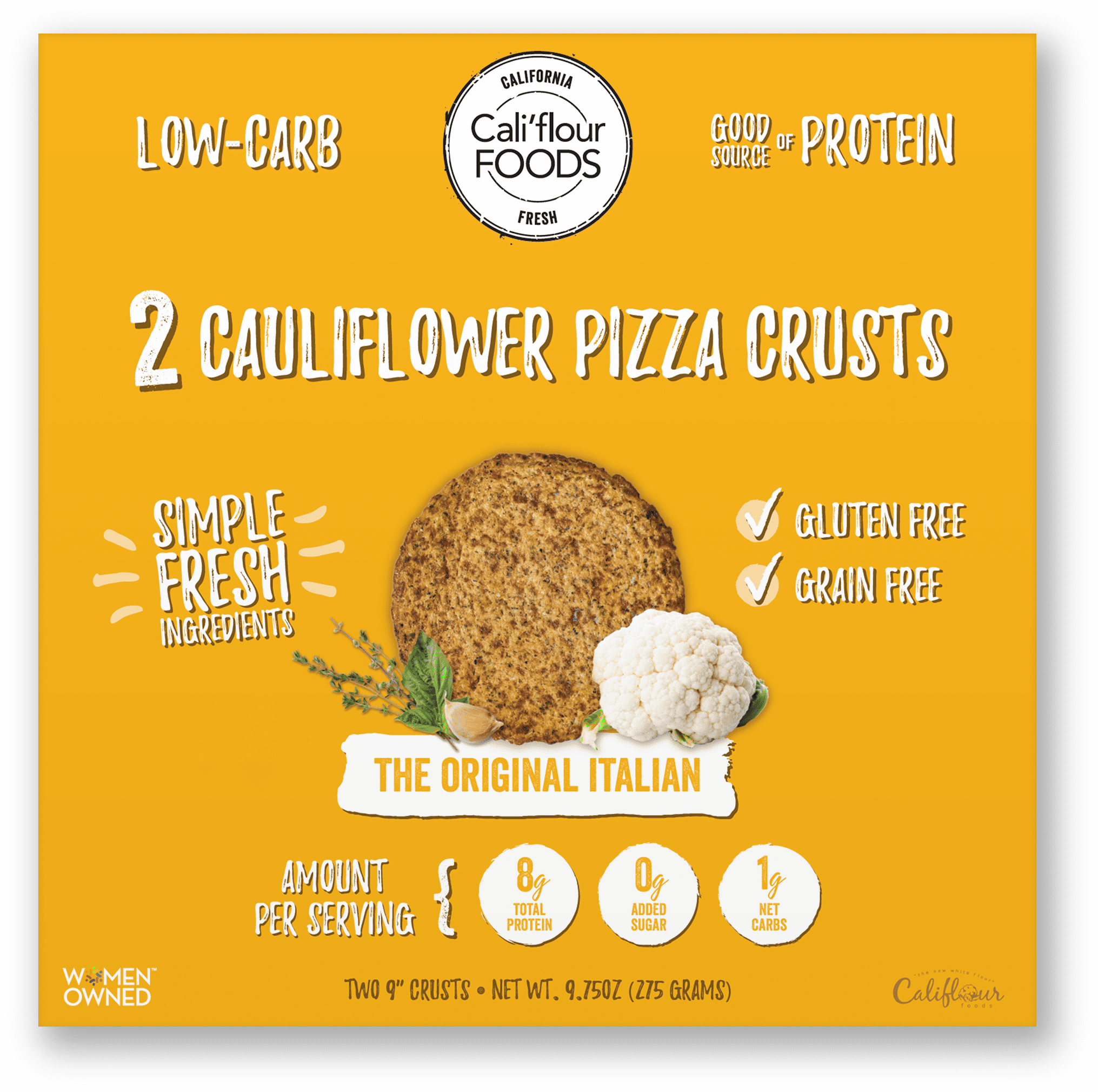Cali'flour Foods 2 Cauliflower Pizza Crusts, The Original Italian