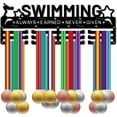 thumbnail image 2 of Swimming Medal Holder Hanger Medals Rack Black Metal Iron Medal Holder Rack Sport Medal Stand Frame Wall Mounted Hanging Over 60 Medals for Athletes Swimmer Medalist 15.7 x 5.6Inch, 2 of 8