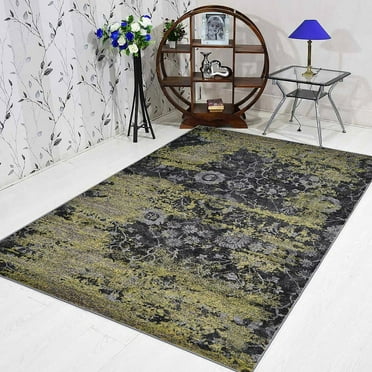 RUGSOTIC CARPETS MACHINE MADE HEATSET POLYPROPYLENE AREA RUGS - 4'x6', Rectangle Shape, Silver Color, Contemporary Modern Design, High Pile Machine Made Area Rugs for Living Room, Bed Room (M00033)