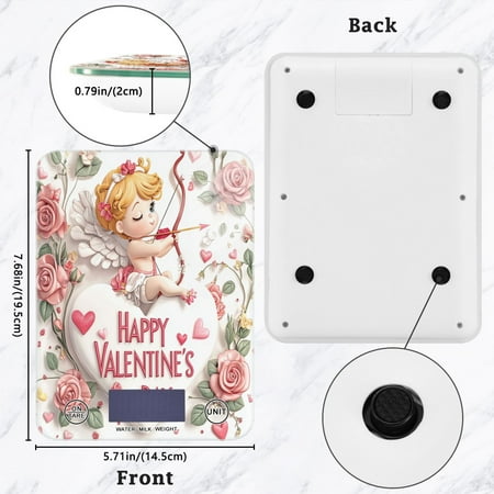 BZSMCE Digital Food Scale Kitchen Scales Creatively Cupid’s Embrace Pattern Baking Cooking Keto and Meal Prep, with LCD Display