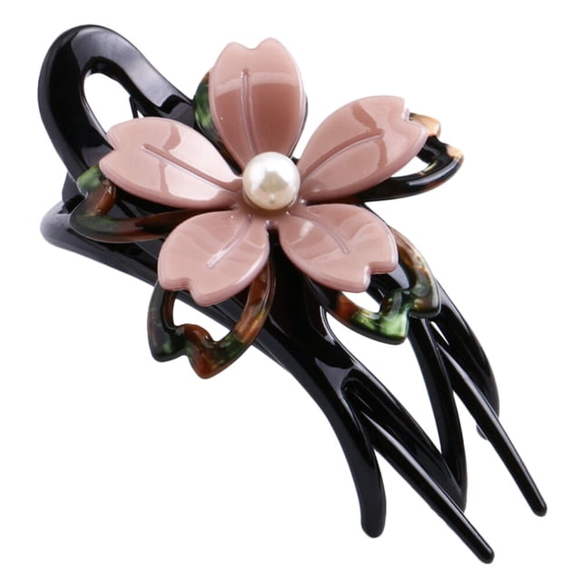 Miangastore Pince à Cheveux Queue de Cheval Acrylique Fleur Bec de Canard pour Femmes et Filles