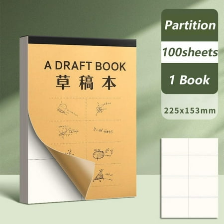 HuangShi 50/100 Sheets Partition/Blank Draft Paper Tearable Notebook Thickened Arithmetic Paper Student Rough Book Painting Sketchbook