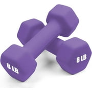 Portzon Weights Dumbbells 10 Colors Options Compatible with Set of 2 Neoprene Dumbbells Set, LB, Anti-Slip, Anti-roll, Hex Shape Purple 08-Pound, Pair