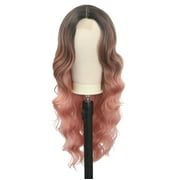 RYHAIR 30 inches Long Wavy HD Lace Front Wig with Ombre Pink Synthetic Hair for Women Daily Cosplay