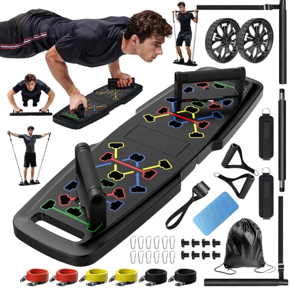 Tabla de flexiones para gimnasio en casa MQRW con barra de pilates y 20 accesorios