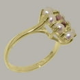 thumbnail image 3 of LBG British Made 10k Yellow Gold ring with Natural Pink Tourmaline & Cultured Pearl Womens Statement Ring - 33 size options - Size 11.25, 3 of 6