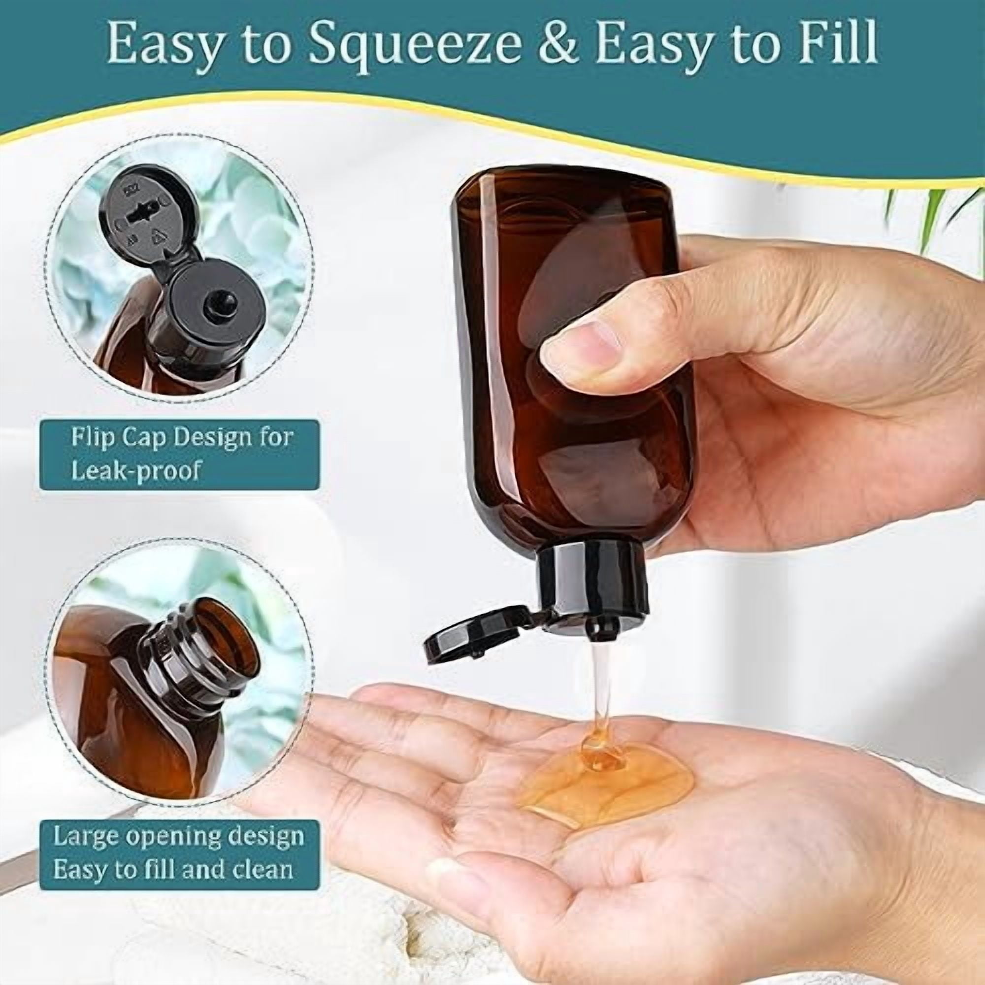 Travel Bottles for Toiletries 4pcs 3.4oz Travel Shampoo and Conditioner Bottles TSA Approved Travel Size Containers Leak Proof Small Plastic Squeeze Bottles with Flip Cap