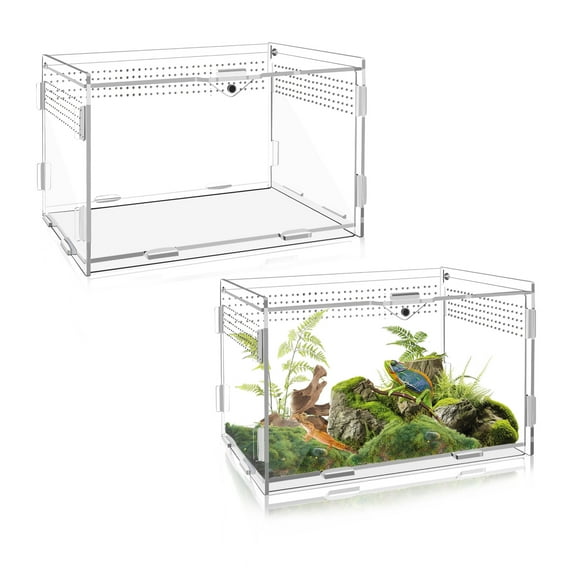 Set of 2 Mini Spider Enclosure 7.9’’x4.8’’x4.8’’ Acrylic Clear Reptile Tank Accessories Jumping Spider Enclosure - Acrylic Terrarium for Tarantulas Reptiles