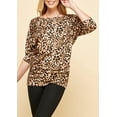 thumbnail image 4 of Made by Johnny Women's Boat Neck 3/4 Sleeve Draped Dolman Top with Side Shirring Premium Shirt XS LEOPARD, 4 of 6