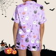 thumbnail image 7 of Yuncity Womens Halloween Pajamas Sets Stylish Button Down Short Sleeve Lapel Shirt Pj Short Design With Decorative Pattern Fall Winter Cozy Pajama Pjs Purple L, 7 of 7
