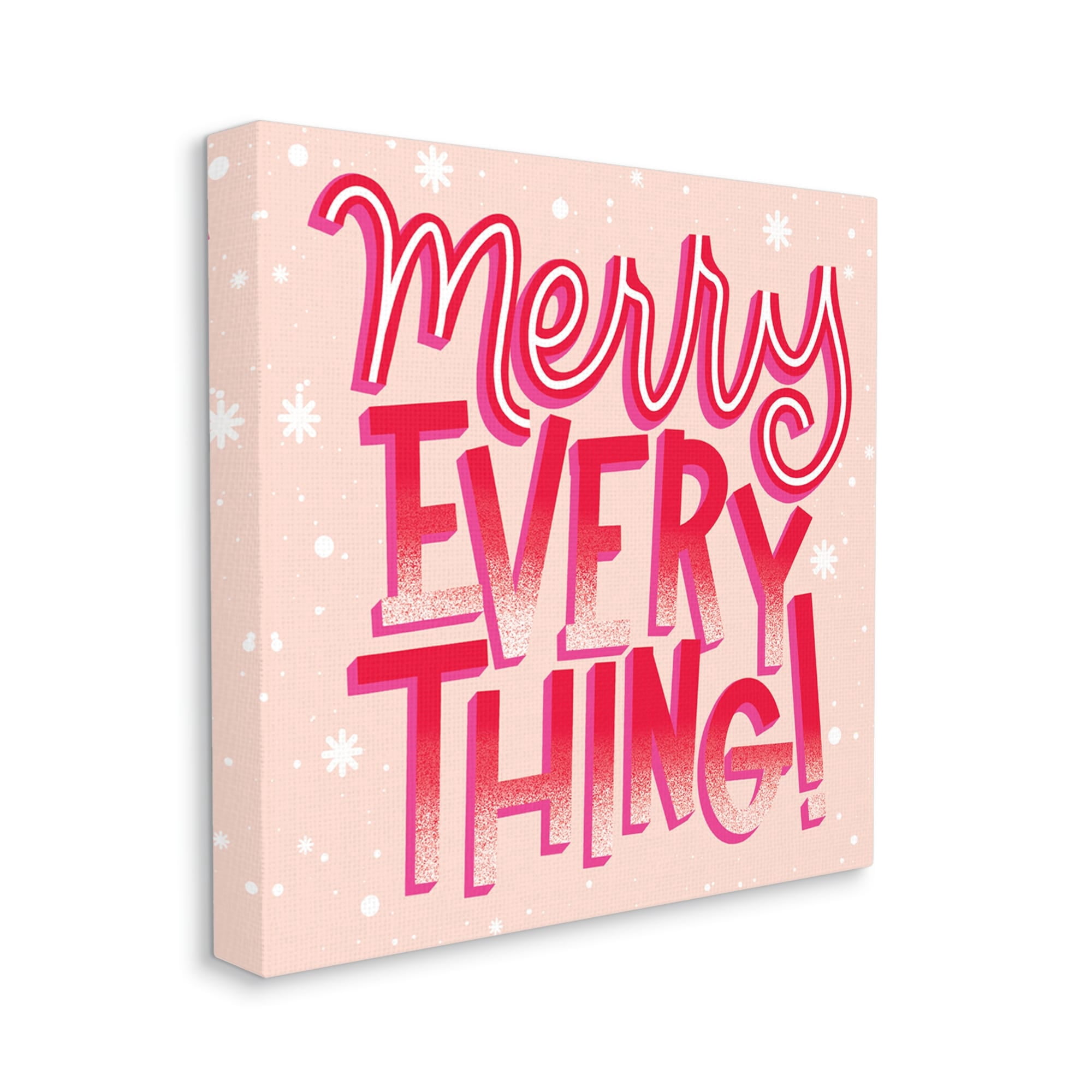 Merry Everything Festive Winter Holiday Patterned Typography Inspirational Graphic Art Gallery-Wrapped Canvas Print Wall Art