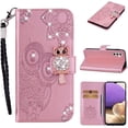 thumbnail image 4 of for Samsung Galaxy A14 5G Case with Credit Card Holder, Glitter Bling Diamond PU Leather Wallet Phone Case Flip Folio Book Cover for Samsung Galaxy A14 5G Owl Rose Gold, 4 of 16