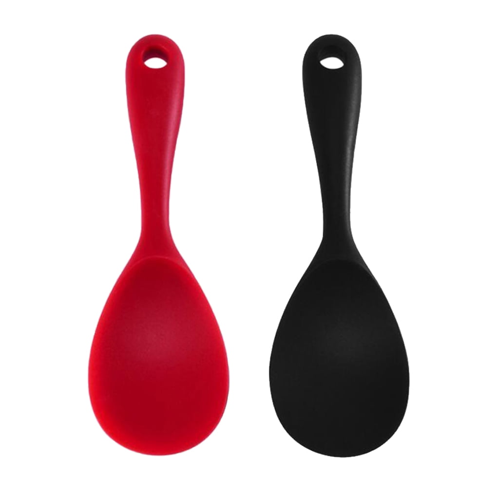 Silicone Spoon Rice Paddle Scoop Non-stick Ladle Kitchen Table Serving New SL 