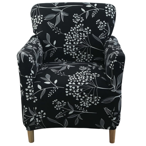 HonorHut Stretch Chair Cover with Arms Printed Armchair Cover Washable Single Sofa Slipcover Modern Soft Furniture Protector for Banquet Office Meeting Room Reception Reading Black