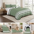 thumbnail image 6 of Twin Quilt Set 68''x86'', Dark Sage Green Lightweight Summer Bedspread Coverlet Set with 2 Pillow Shams, Farmhouse Sage Green White Striped Breathable All Season Quilt Bedding for Dorm/Bedroom, 6 of 9