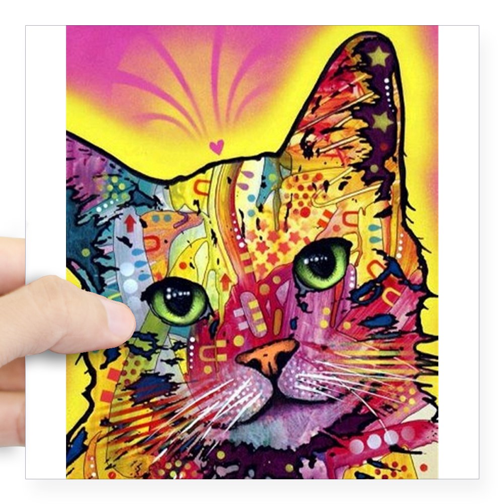 CafePress Psychadelic Cat Square Sticker 3 X 3 Square Sticker 3" x