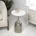 thumbnail image 2 of JONATHAN Y Pip 20.25" Classic Designer Metal Drink Table and Decorative End Table with White Marble Round Top and Bell Pedestal Base, Antique Nickel, END4002A, 2 of 5