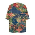 thumbnail image 6 of jsaierl Women's Floral Print Puff Sleeve Kimono Cardigan Loose Cover Up Casual Blouse Tops, 6 of 6