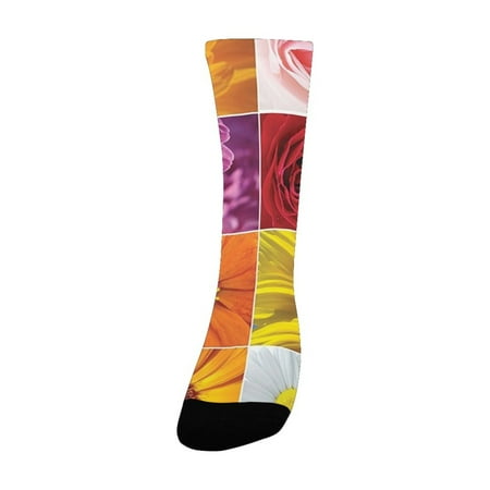 

Home Decor Chrysanthemum Rose Sunflower Violet Colorful Flowers Romance Botanical Plants Image Orang Women s Custom Socks (Made In USA)