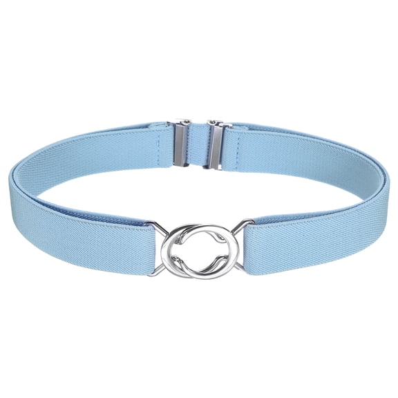 Uxcell Women Stretchy Waist Belt, No Show Elastic Stretch Belts with Flat Buckle for Dresses Jeans Casual Pants, Light Blue