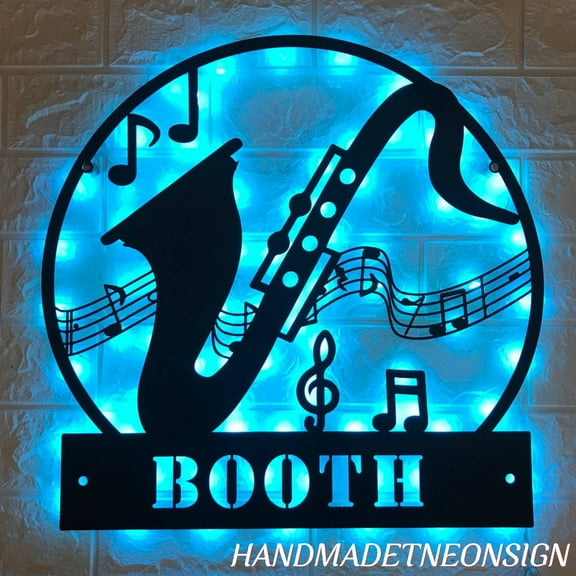 Handmadetneonsign Personalized Saxophone Musical Instrument Metal Wall Art LED Light - Custom Name Music