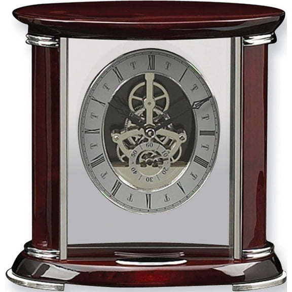 Fashion Rosewood And Chrome Trim Mantel Clock (9.85 X 9.35) Made In China gp9963