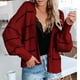 thumbnail image 2 of Cárdigan de punto para mujer, frente abierto, hombros caídos, rayas, manga larga, transpirable, estilo informal, cárdigan rojo vino XL, 2 of 4