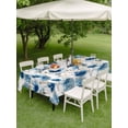 thumbnail image 4 of Outdoor Tablecloth with Umbrella Hole for Patio/Picnic/Party/Camping, Blue Floral Waterproof Table Cloth Rectangle Table Cover Washable, Vintage Cornflower Leaves Rustic Plants (60"x 120"), 4 of 8