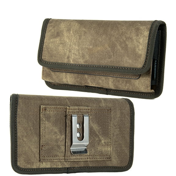 6.7 inch Mobile Holder Horizontal Water Resistant Fabric Cover 2 Card/Cash Slot Belt Loop and Clip Holster Case
