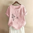 thumbnail image 2 of UPPADA Dressy Tshirts Shirts for Women 2024 Oversized Shirts for Women Loose Fit Cotton Tops Dandelion Printing Shirt Buttons Short Sleeves Blouse Casual Tees Camisetas De Mujer De Moda, 2 of 5