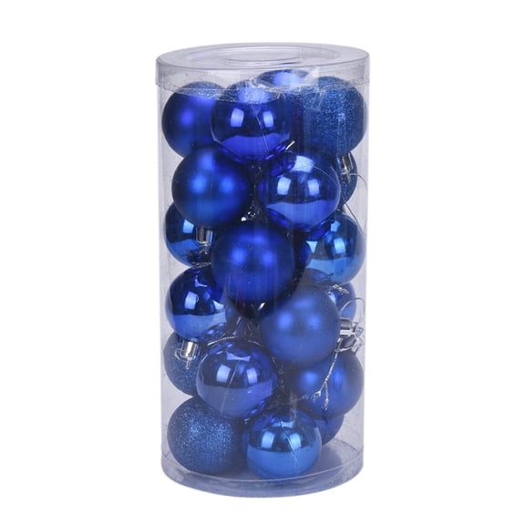 2025 CISIL & 24-Count Christmas Tree Ornaments Shatterproof Multi-Textured Blue Balls 8cm 3.15In